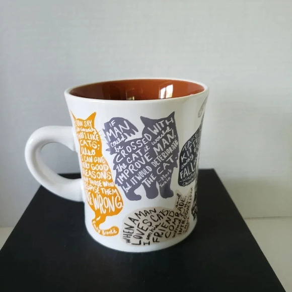The Literary Cat Mug 2019,Kitten Quotes Orange/White Cup. - Picture 2 of 7